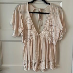 Mi ami blush pink embroidered top